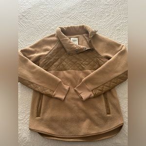 Abercrombie Fleece and Faux leather pull over, size Medium